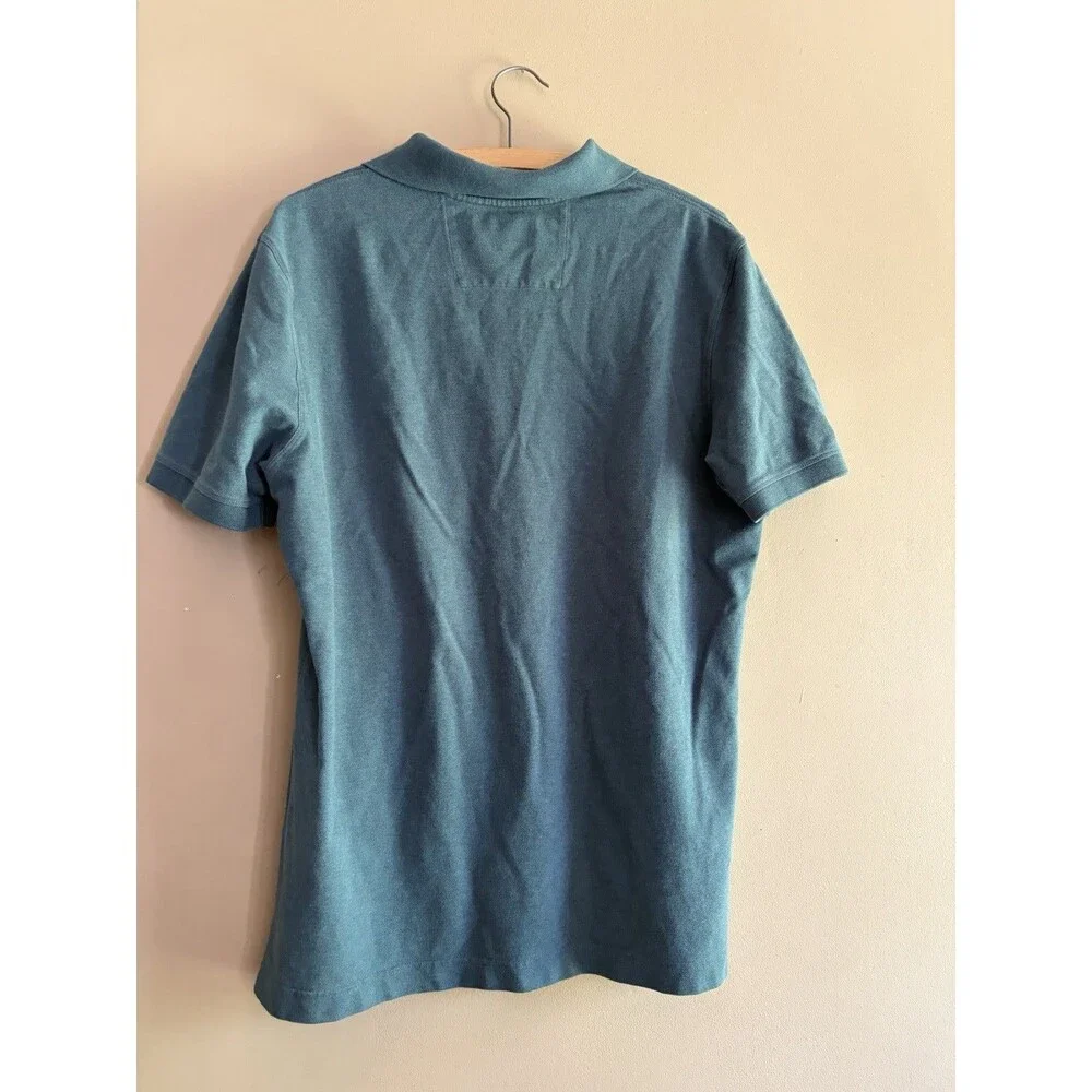 Banana Republic Mens Large Oceanic Blue Polo Shirt Elephant Logo Cotton‎ Pique